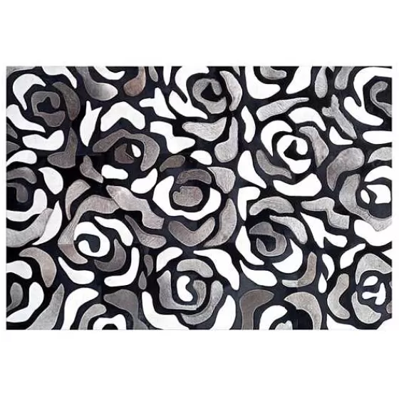 Abstract Roses Hair on Hide Grey 5' x 8' Rug-MacKenzie-Childs Discount