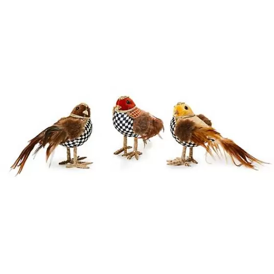 Autumnology Velvet Check Birds, Set of 3-MacKenzie-Childs Flash Sale