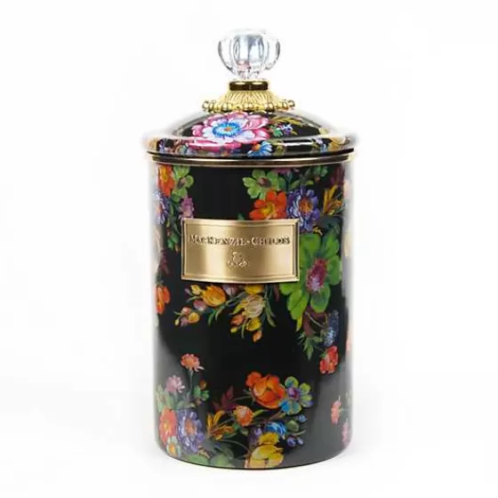 Black Flower Market Large Canister-MacKenzie-Childs Cheap