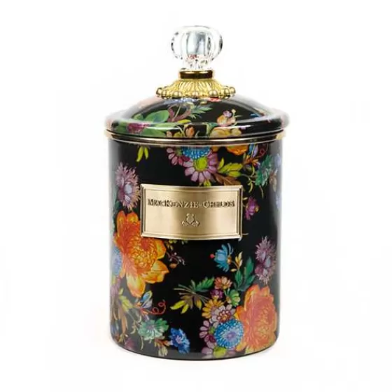 Black Flower Market Medium Canister-MacKenzie-Childs Store