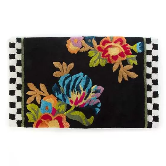 Black Flower Market Standard Bath Rug-MacKenzie-Childs Shop