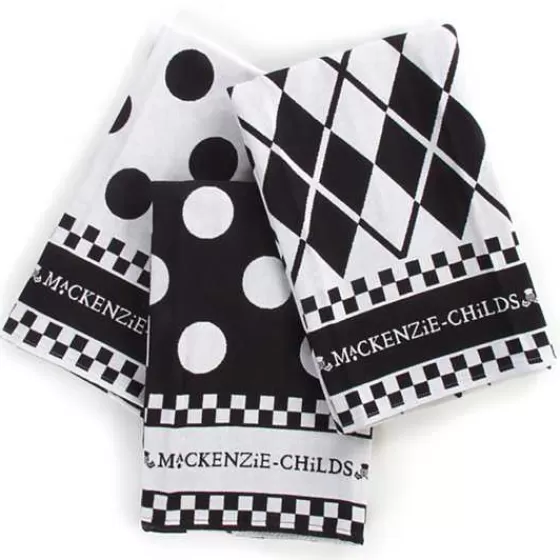 Black  White Dot Dish Towels, Set of 3-MacKenzie-Childs Sale