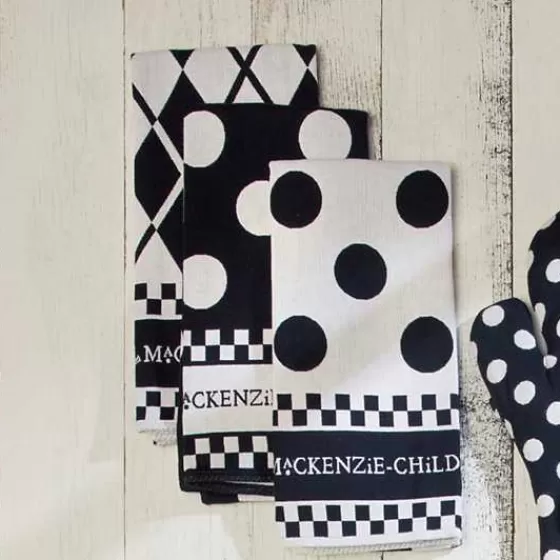 Black  White Dot Dish Towels, Set of 3-MacKenzie-Childs Sale