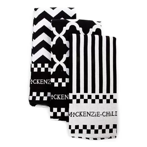 Black  White Zig Zag Dish Towels, Set of 3-MacKenzie-Childs Shop