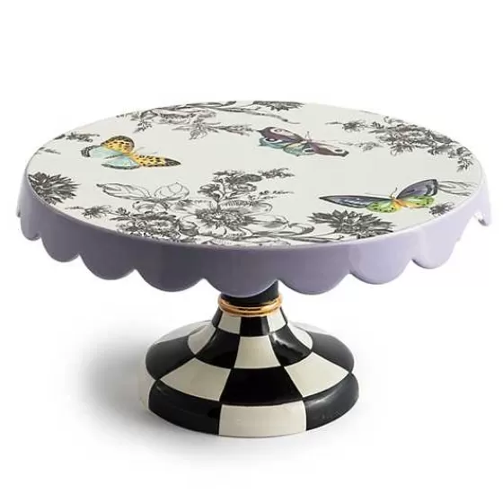 Butterfly Toile Small Pedestal Platter-MacKenzie-Childs Outlet