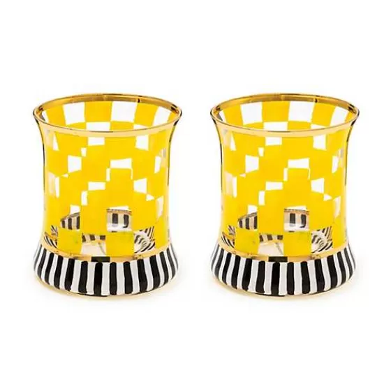 Carnival Yellow Tumbler Glass, Set of 2-MacKenzie-Childs New