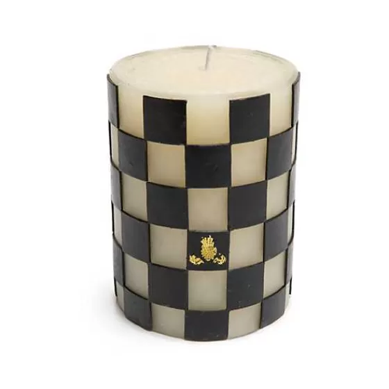 Check 4 Black Pillar Candle-MacKenzie-Childs Discount