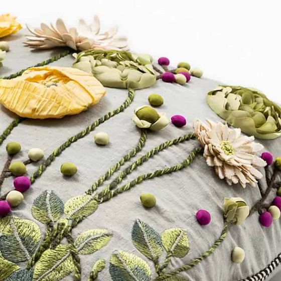 Coming Up Daisies Square Throw Pillow-MacKenzie-Childs Hot