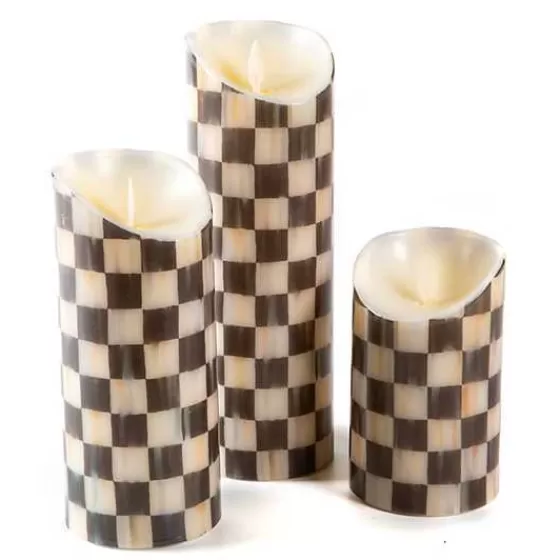 Courtly Check Flicker Candles - Set of 3-MacKenzie-Childs Store