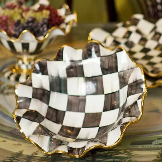 Courtly Check Medium Ceramic Fluted Serving Bowl-MacKenzie-Childs Online