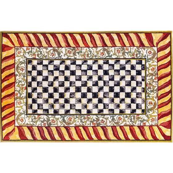 Courtly Check Red  Gold 5' x 7'6 Washable Rug-MacKenzie-Childs Flash Sale