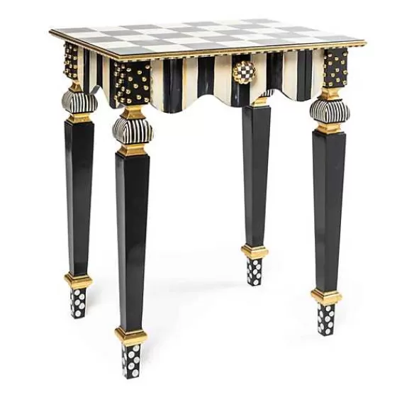 Courtly Check  Stripe Side Table-MacKenzie-Childs Best