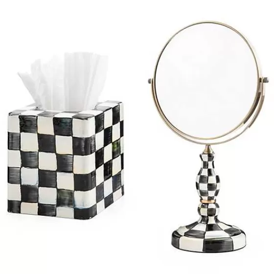 Courtly Check Vanity Mirror  Tissue Box Cover Set-MacKenzie-Childs Shop