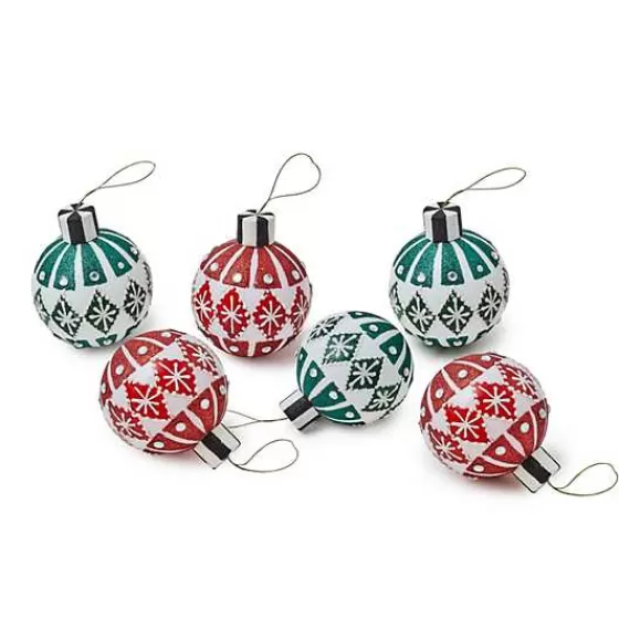 Cozy Christmas Snowflake Glass Ball Ornaments, Set of 6-MacKenzie-Childs Sale