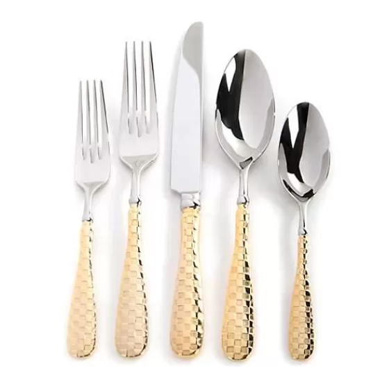 Gold Check Flatware 5-Piece Place Setting-MacKenzie-Childs Flash Sale