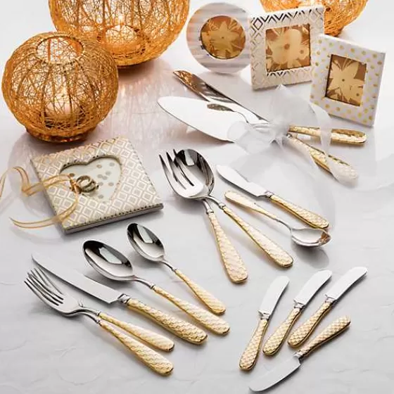 Gold Check Flatware 5-Piece Place Setting-MacKenzie-Childs Flash Sale