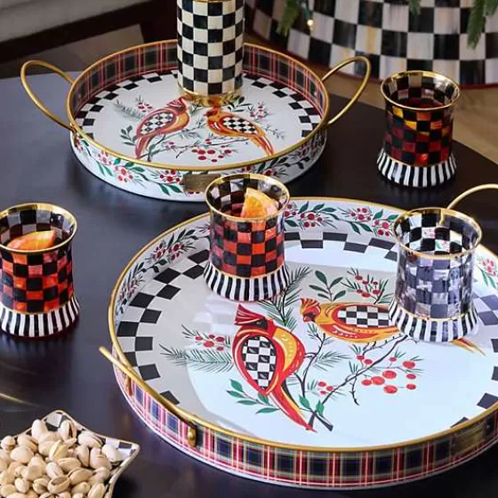 Holiday Cardinal Round Metal Serving Trays, Set of 2-MacKenzie-Childs New