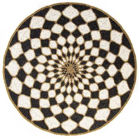 Kaleidoscope Black  Ivory Beaded Placemat-MacKenzie-Childs Fashion