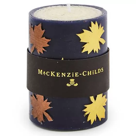 Maple Leaf Navy 4 Pillar Candle-MacKenzie-Childs Cheap