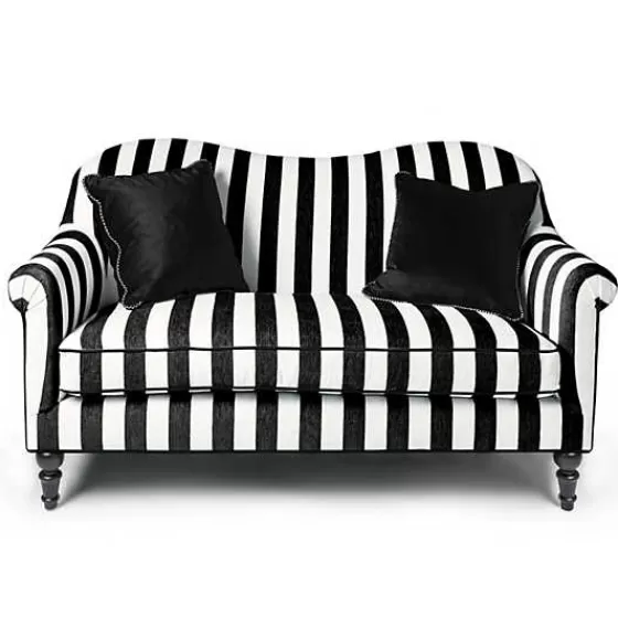 Marquee Black Stripe Chenille Loveseat-MacKenzie-Childs Shop