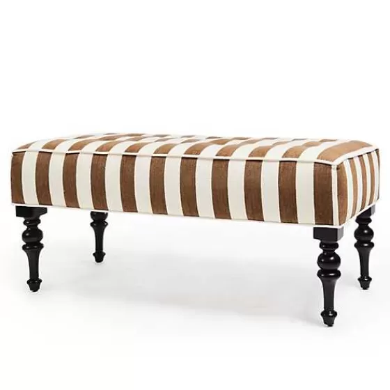 Marquee Brown Stripe Chenille Upholstered Bench-MacKenzie-Childs Discount