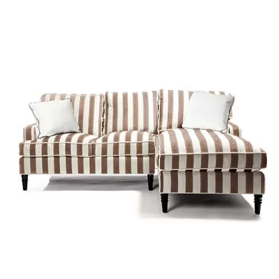 Marquee Brown Stripe 2-Piece Right Arm Chaise Sectional-MacKenzie-Childs Clearance