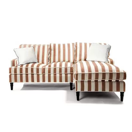 Marquee Brown Stripe 2-Piece Right Arm Chaise Sectional-MacKenzie-Childs Clearance