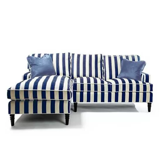 Marquee Navy Stripe 2-Piece Left Arm Chaise Sectional-MacKenzie-Childs Outlet