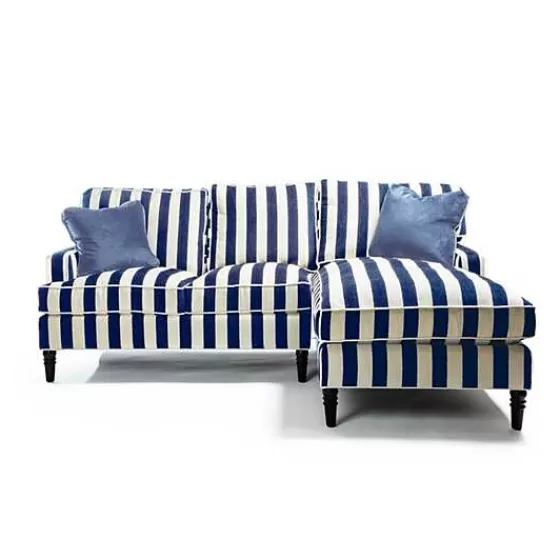 Marquee Navy Stripe 2-Piece Right Arm Chaise Sectional-MacKenzie-Childs Store