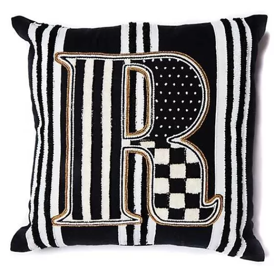 Monogram R Beaded Throw Pillow-MacKenzie-Childs Cheap