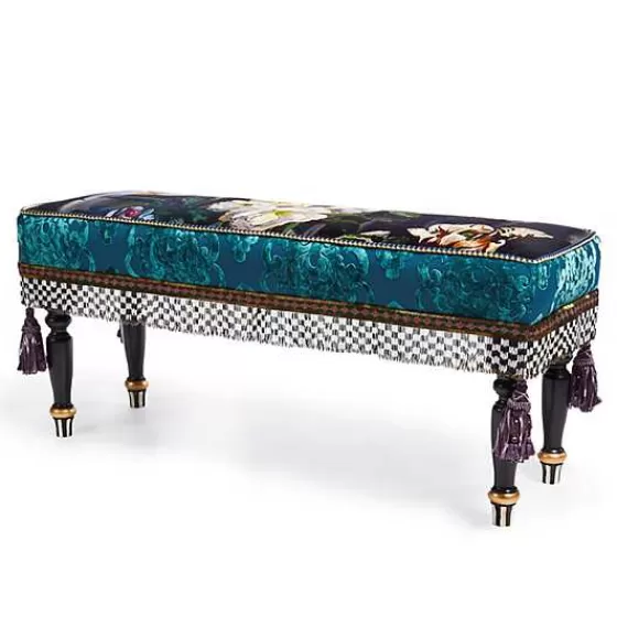 Moonlight Garden Floral Scuttlebutt Bench-MacKenzie-Childs Clearance