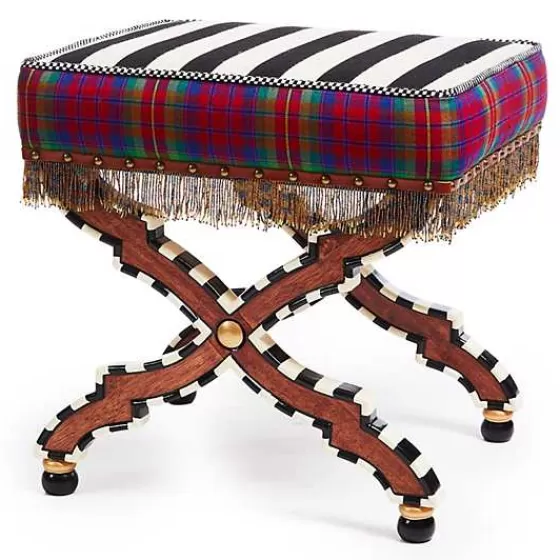 On Wall Street Stripe Cushioned Accent Stool-MacKenzie-Childs Best