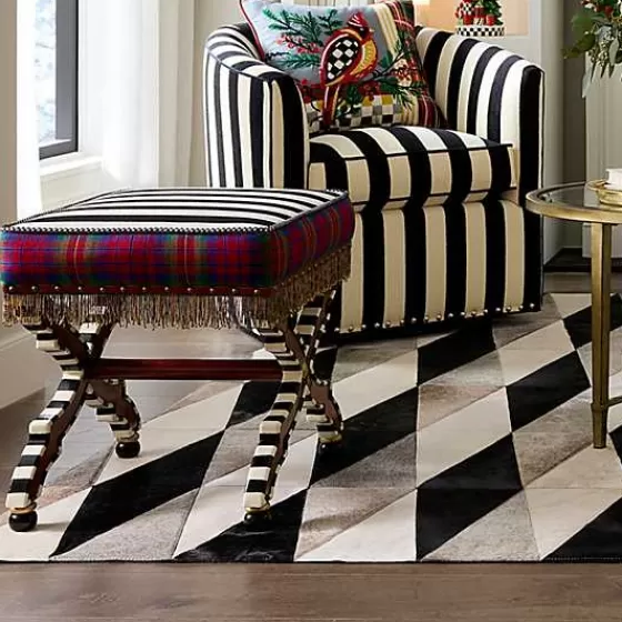 On Wall Street Stripe Cushioned Accent Stool-MacKenzie-Childs Best