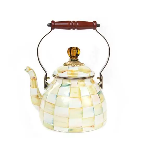 Parchment Check 2 Quart Tea Kettle-MacKenzie-Childs Store