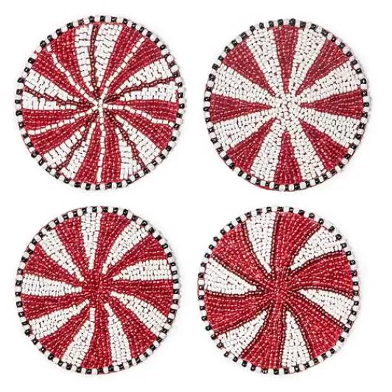 Peppermint Beaded Coasters, Set of 4-MacKenzie-Childs Store