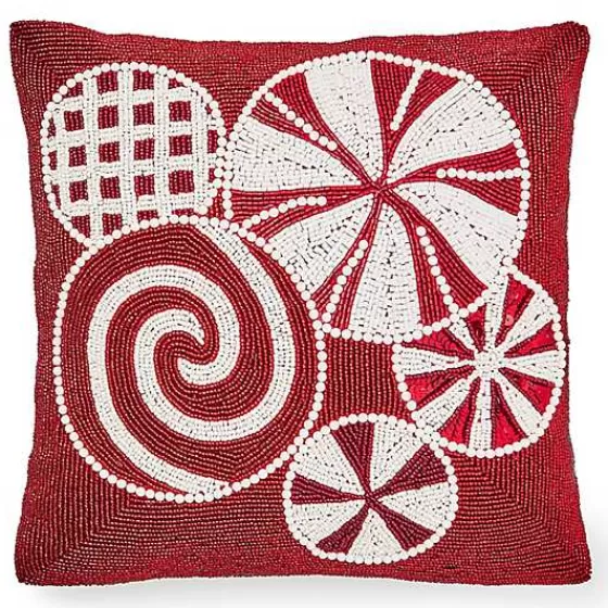 Peppermint Beaded Throw Pillow-MacKenzie-Childs Outlet