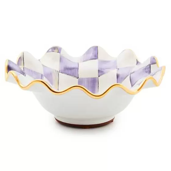 Plum Check Ceramic Fluted Breakfast Bowl-MacKenzie-Childs Sale