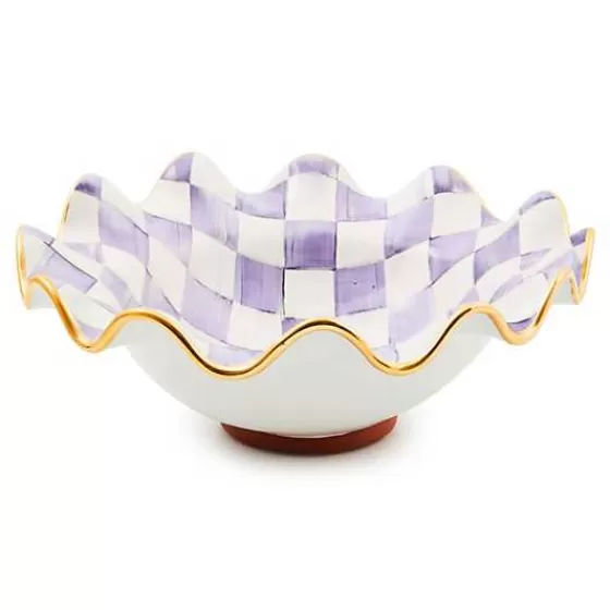 Plum Check Medium Ceramic Fluted Serving Bowl-MacKenzie-Childs New