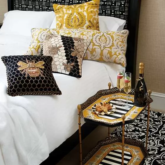 Queen Bee Black Throw Pillow-MacKenzie-Childs Sale