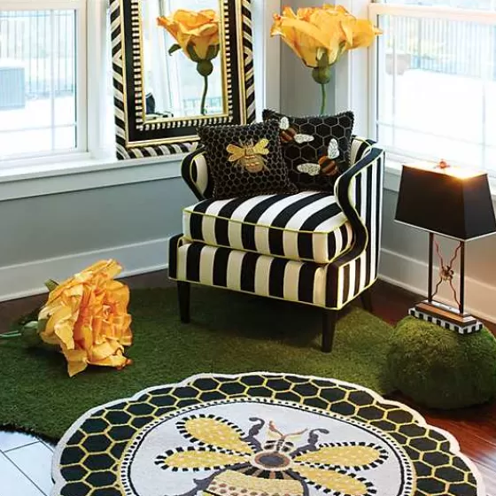Queen Bee Rug 4' Round Rug-MacKenzie-Childs Best Sale