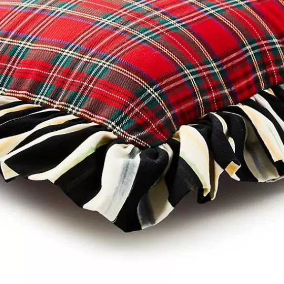 Red Tartan  Stripe Ruffle Throw Pillow-MacKenzie-Childs Hot
