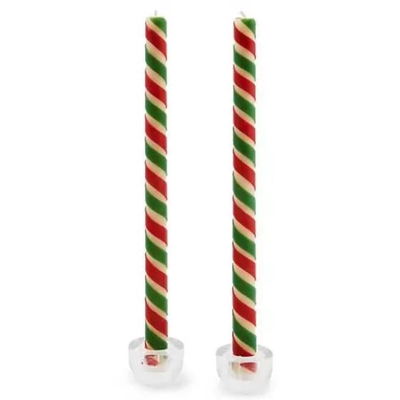 Ribbon Red  Green Dinner Candles, Set of 2-MacKenzie-Childs Best