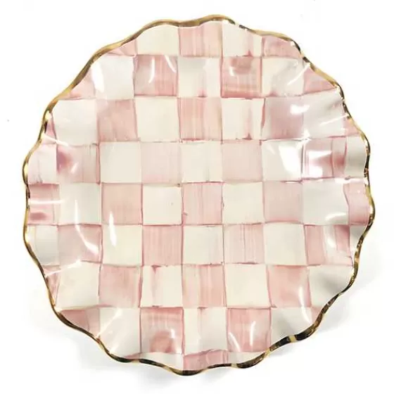 Rosy Check Ceramic Fluted Dessert Plate-MacKenzie-Childs Outlet