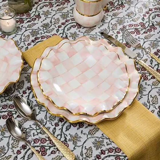 Rosy Check Ceramic Fluted Dinner Plate-MacKenzie-Childs New