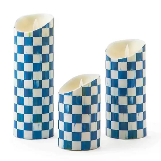 Royal Check Flicker Candles - Set of 3-MacKenzie-Childs Cheap