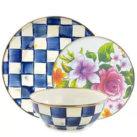 Royal Check  Flower Market White Mix - 3-Piece Place Setting-MacKenzie-Childs Discount