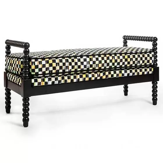 Spindle Check Outdoor Bench-MacKenzie-Childs Shop