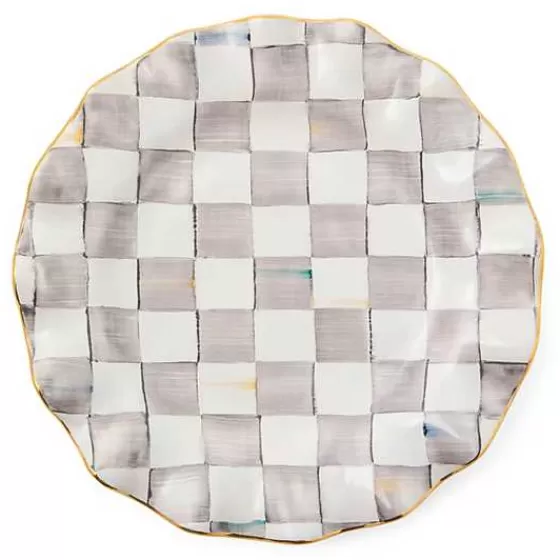 Sterling Check Ceramic Fluted Dinner Plate-MacKenzie-Childs Hot