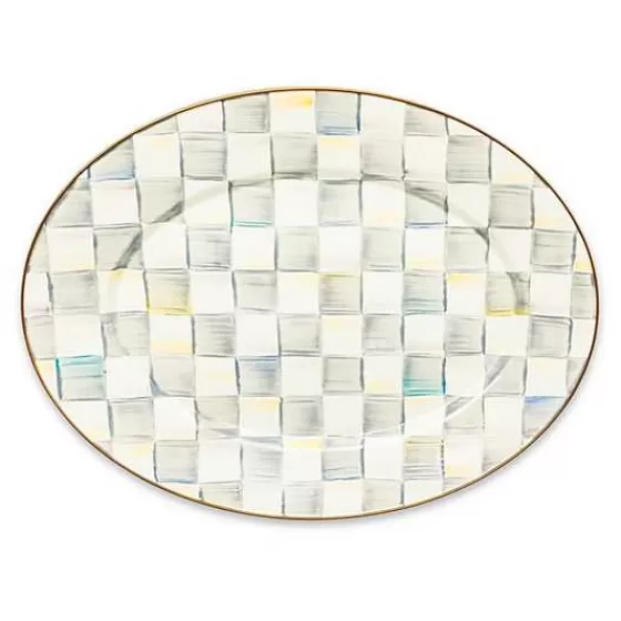 Sterling Check Medium Oval Platter-MacKenzie-Childs Store