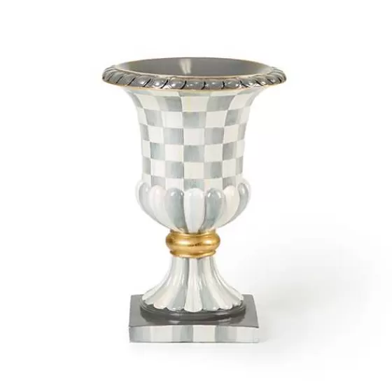 Sterling Check Pedestal Tabletop Urn-MacKenzie-Childs Flash Sale